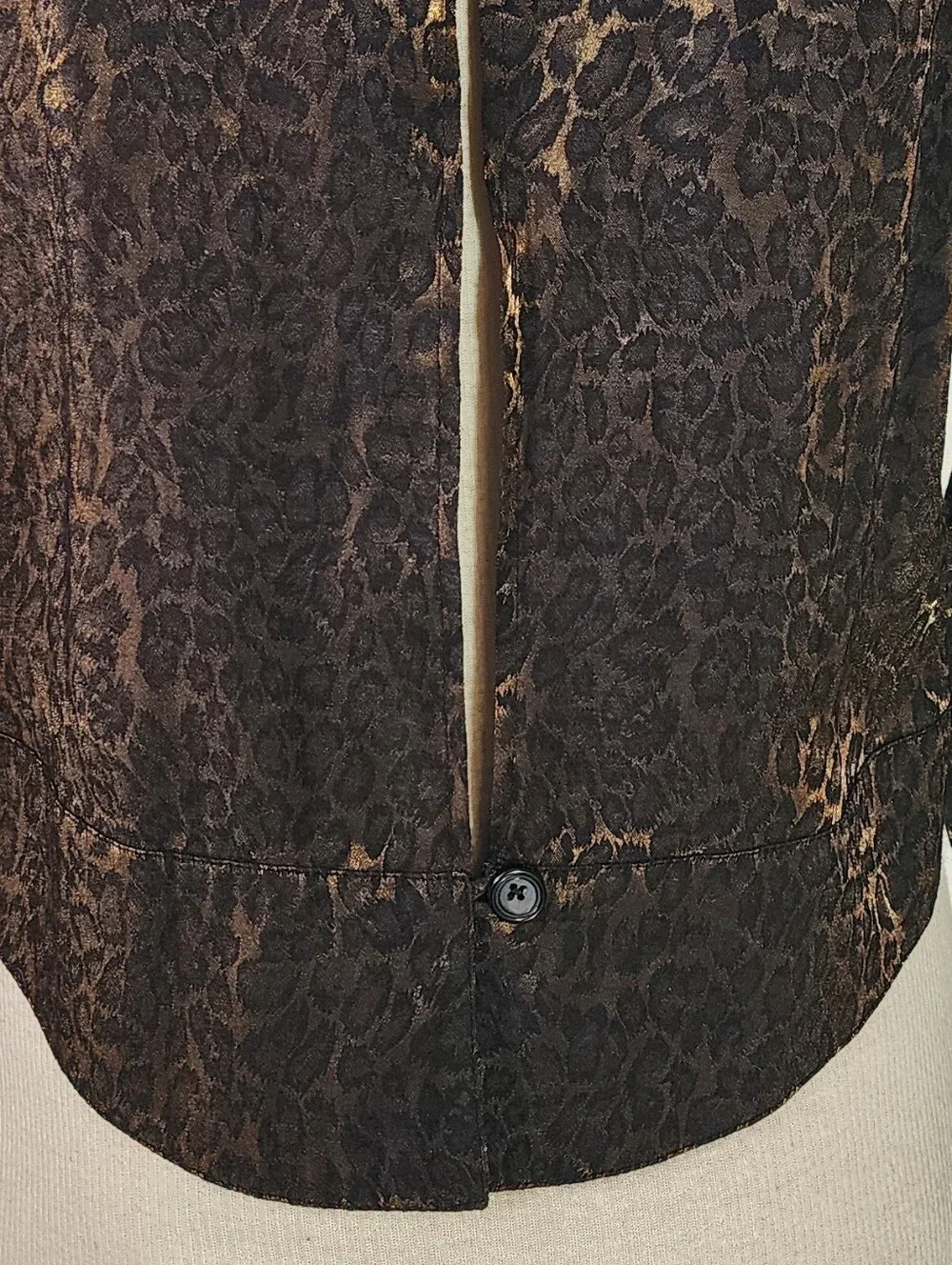 Sheri Martin Jacket Leopard Print Slit Back Button Down Vintage Brown Size 12P